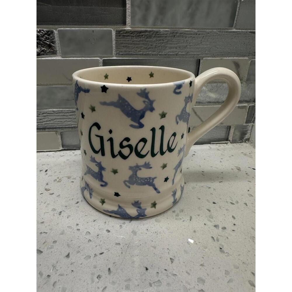 Emma Bridgewater Reindeer Personalized GISELLE Matchell Mug, 12 oz.